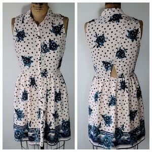 Maison Jules Size M Dress Blush Pink Floral Chiffon Button Keyhole Embroidered